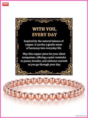 Copper Beaded Bracelet Unisex Adjustable Stretch Jewelry Gift